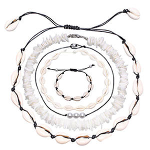 <b>Shell</b> Necklace Set With Pearl And Crushed <b>Shell</b> Women's Fashion Jewelry Gift Set For Beach Style Accessory - Product Image 1