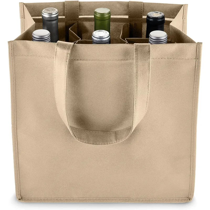 Pp eco non tessuto colorato borsa del vino con logo stampa promozione su misura nero formato 4 bottiglia