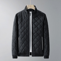 Parka d'hiver épaissie à col montant pour homme, manteau chaud et épais avec fermeture éclair, manteau rembourré à la mode