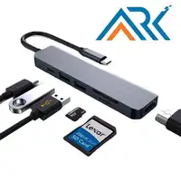 ARK Amazon Diskon Besar 6 In 1 Hub Usb 3.0 + Usb 2.0 + USB-C Pengisi Daya PD + HDTV 4K HD + TF + SD Usb C Hub Adaptor untuk Macbook Dock