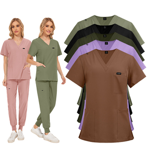 Conjuntos <span class=keywords><strong>de</strong></span> Uniformes Médicos para Mujer, para Doctoras y Enfermeras, Elásticos, <span class=keywords><strong>de</strong></span> Spandex/Poliéster, Servicio <span class=keywords><strong>de</strong></span> Logotipo Personalizado, Uso Hospitalario, en Existencia - Product Image 2