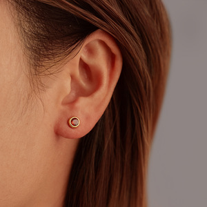 Pendientes de Moda Geométricos Redondos de Estilo Simple, Más Vendidos, de Acero Inoxidable, Modernos, Versátiles, con Circonitas de Colores - Product Image 5