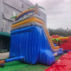 Château Gonflable Tropical Dauphin Triple Piste pour Enfants, Parc Aquatique de Jardin avec Piscine à Jets pour Fêtes Estivales, Matériau PVC, Installation Facile - Product Image 3