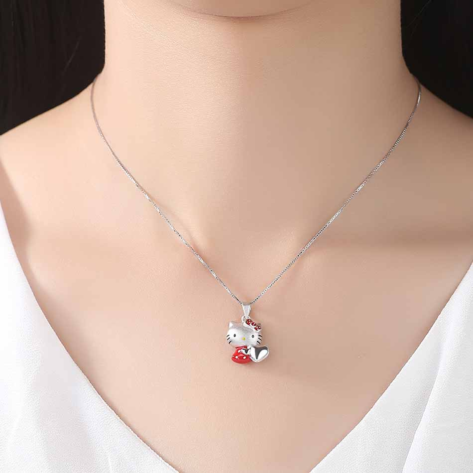 Echt Rotgold Sterlingsilber S925 HELLO KITTY Gesicht Europäischer Charm