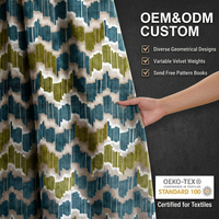 Tissu en velours à motif chevron zigzag, 450 à 520 g/m², polyester tricoté, tissu d'ameublement ondulé à points flamme pour canapé, chaise, décoration d'hôtel