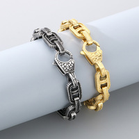 Nouvelle Arrivée Rétro 12mm En Acier Inoxydable Hommes Bracelet Cubain Lien Chaîne 18k Plaqué Or Hommes Bracelet Bijoux Cadeau