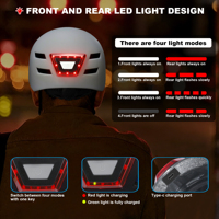 Casque de scooter électrique GUDOOK, casque de patinage unique et populaire, casque de skateboard de cyclisme avec lumières d'avertissement LED avant et arrière