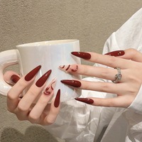 Design #2097 Long Serpent Rouge Fait Main Nail Art Acrylique de Luxe Marque Privée de Haute Qualité Press On Nails