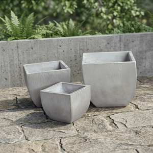 Modern Classic Set of 3 Grey Fiber Concrete Outdoor Floor Planters | Weather-Resistant Eco-Friendly Flower <b>Pots</b> <b>for</b> Home Garden - Product Image 5