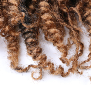 Extensions de cheveux synthétiques pré-bouclées pour tresses bohèmes courtes Ombré Marron, pour tressage au crochet Passion Twist - Product Image 6