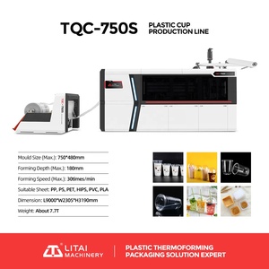 Petite machine de thermoformage de gobelets en plastique entièrement automatique à entraînement motorisé et imprimante Tqc-750s pour gobelets en plastique - Product Image 4