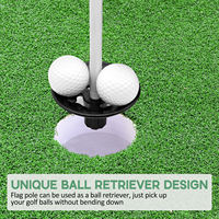 Drapeau de golf en fibre de verre, mât à 2 sections avec base de récupération de balle, joint en aluminium, drapeau personnalisé, vente en gros OEM