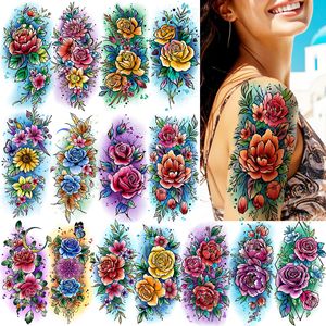 Tatouages temporaires à l'aquarelle pour femmes adultes - Ensemble réaliste de motifs floraux, papillons, phénix et mandalas en 3D, imperméables et longue durée - Product Image 1