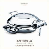 Ronde Soft Close deksel inductie commerciële buffet serveerapparatuur roestvrijstalen voedselwarmer hydraulische chafing dish