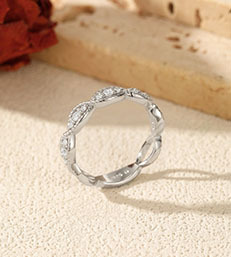 S925 <b>Silver</b> <b>Eternity</b> Band <b>Ring</b> With Round Diamond Pave Setting Classic Geometric Women's Wedding <b>Ring</b> - Product Image 5