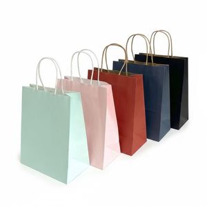 LH Low MOQ Wholesale Eco-Friendly Biodegradable Custom Logo Shopping Kraft Paper <b>Bags</b> for Small Business - Product Image 1