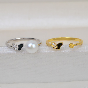 Anillo Abierto de Plata S925 Wenchi con Mariposa para Mujer, Ajustable, para Joyería DIY con Perlas, Modelo de Colección 95 de Moda - Product Image 4