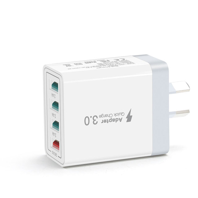 Customized 40W 4 Ports UK/AU Plug Qc 3.0 Usb Fast Wall Charger PD12W Type C Fast Charging Power Adapter Usb Port Charger