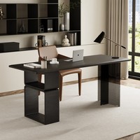 Bureau de direction moderne et minimaliste, plateau en placage de chêne naturel, pieds en acrylique, table de luxe pour patron