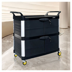 รถเข็นอเนกประสงค์สำหรับงานหนัก พร้อมตู้เก็บของ <span class=keywords><strong>3</strong></span> ชั้น สำหรับร้านอาหาร โรงแรม รถเข็นทำความสะอาด รถเข็นจัดเก็บอาหาร รถเข็นเสิร์ฟอาหาร - Product Image 6