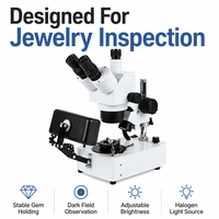 4K Camera 10X-40X Gemological Trinocular Zoom Stereo Microscope for Jewelry & Diamond Grading with Camera Gemological Microscope