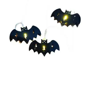 Hochwertige 10 LEDs Orange Kürbisse, lila Fledermäuse, weiße Geister), batterie betriebene Lichterketten für Halloween