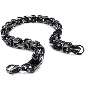 Aceworks Stainless Steel <b>Byzantine</b> Chain <b>Bracelet</b> | 18K Gold Plated Silver & Black Hip Hop Party <b>Bracelet</b> - Product Image 5