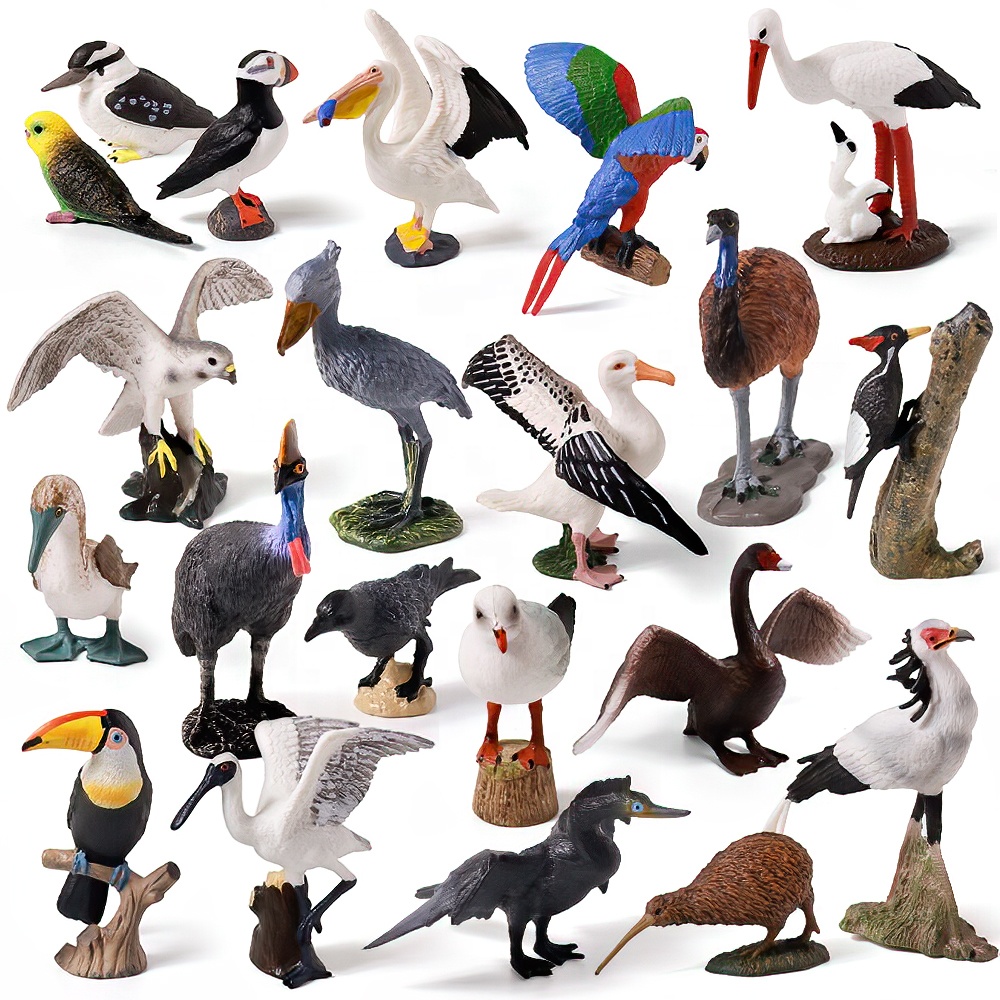 Set De Figuras De Pájaros Realistas De PVC, Modelos De Aves Silvestres 10 Unidades