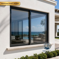 Ventana Corredera de Aluminio con Rotura de Puente Térmico AS2047, con Vidrio Resistente a Huracanes, Diseño Moderno para Villas Costeras y Uso Exterior