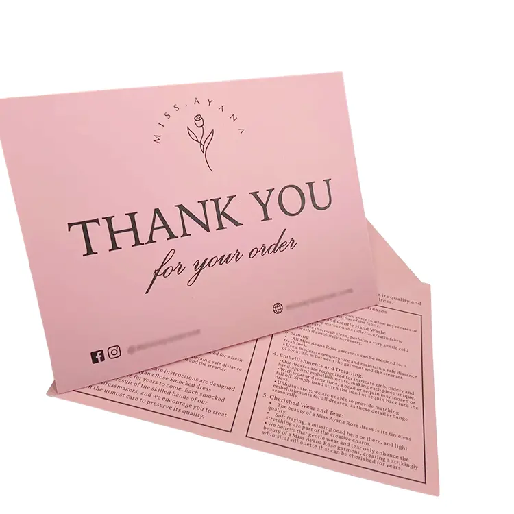 Персонализированные пользовательские 100 шт. розовый спасибо открытки поздравительные открытки для всех случаев