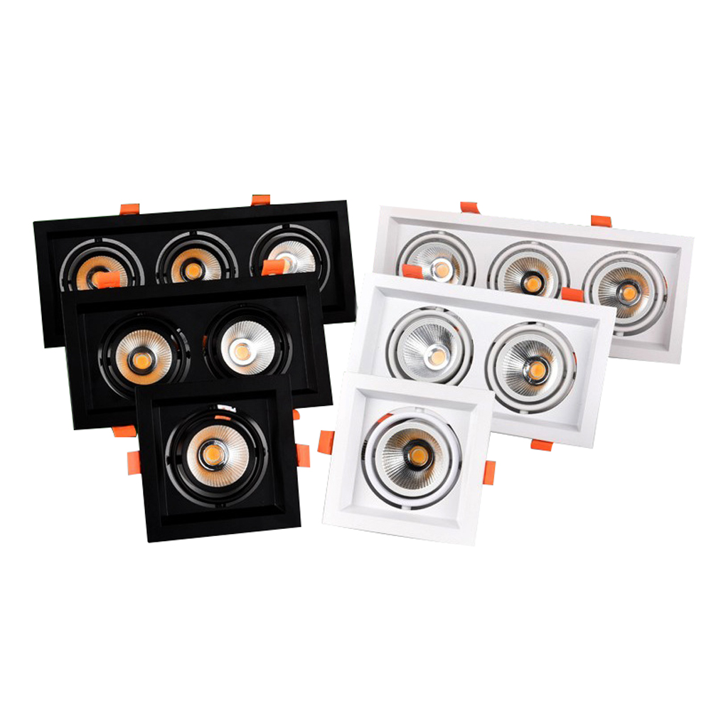 Встраиваемые светодиодные потолочные светильники, точечное освещение с регулируемым углом, COB квадратная прямоугольная рама, Светильник направленного света для корпуса