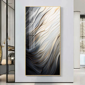 Personnalisé Luxe Abstrait Photo Art Décor Peinture Doré Hôtel Porche Décoration Cadres Cristal Porcelaine Mur Verre Nature Morte - Product Image 3