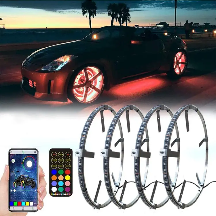 Sáng tạo Đầy Màu Sắc 40 LED Car Wheel Nhẹ car-styling Siêu Mát Mẻ Lập Trình 50 Patterns DIY xe ánh sáng