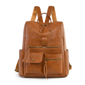 Mochila Vintage de Cuero PU para Mujer, Geométrica, Suave, Impermeable, para Viajes, con Múltiples Bolsillos - Product Image 5