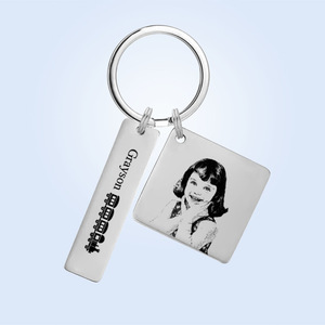 <span class=keywords><strong>Llavero</strong></span> con grabado de retrato fotográfico de acero inoxidable <span class=keywords><strong>personalizado</strong></span> DIY, superventas, tira cuadrada, logotipo transfronterizo, <span class=keywords><strong>foto</strong></span> Digital - Product Image 2