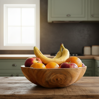 Promotieprijs Decoratieve massief teakhouten serveerschaal houten fruitschaal voor de keuken