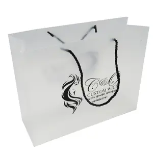 eco friendly printed custom logo wig gift shopping carrier handle plastic frosted pp bag