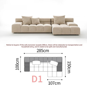 Ensemble de canapé modulaire moderne et polyvalent avec coussins en peluche en tissu semblable à du lin pour les salons de la maison Salon Canapé de chambre d'appartement - Product Image 6