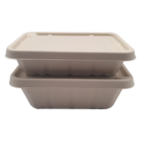Échantillon gratuit Boîte d'emballage de pâte de bagasse Boîte à lunch à emporter de restauration rapide blanche de couleur naturelle Conteneur de nourriture Boîte à dessert