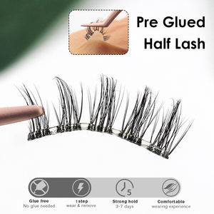 Bandes <span class=keywords><strong>de</strong></span> cils en fibres végétales faites à la main, pré-collées, vegan, sans cruauté, effet 3D, personnalisables, marque privée, bande en coton - Product Image 2