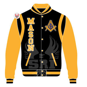 Chaqueta Masónica de Maestro Masón, Chaqueta Universitaria Personalizada |   Chaqueta Universitaria Masónica de Lana con Mangas de Cuero - Product Image 3