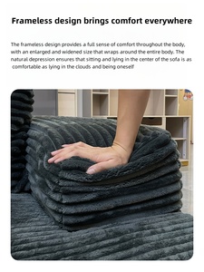 طقم أرائك قماشية حديثة على شكل حرف L أريكة بدون عظم قابلة للتمديد شنيل للشقة فيلا لغرفة المعيشة والفندق - Product Image 5