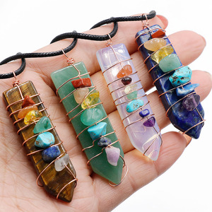 Pendentif de collier DIY en pierre naturelle polie en forme de goutte d'arçon, gravier de cristal coloré - Product Image 2