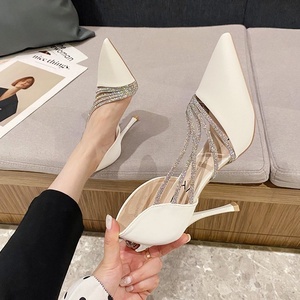 Women's Shallow Hollow Strap Rhinestone Stiletto Heels New Pointed Toe Summer Fairy Fashion OL Sandals Sexy Outdoor Wholesale - Product Image 5