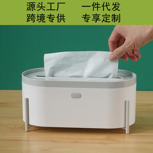 Boîte à mouchoirs de style nordique, organisateur de bureau avec support pour télécommande, capacité de 2 L, design empilable sans couvercle - Product Image 5