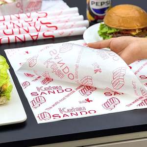 Papier d'emballage pour hamburger en PE écologique - Papier alimentaire jetable imperméable et résistant à la graisse Impression personnalisée pour sandwichs, frites, gâteaux - Product Image 6