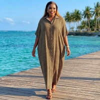 Robe longue ample en rayonne imprimée léopard numérique africain, style caftan tunisien, respirante, lavable, taille unique, idéale pour l'été