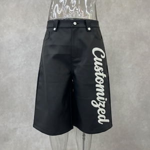 <span class=keywords><strong>Pantaloncini</strong></span> in Pelle da Uomo Personalizzati Guangzhou Shangshang, Stile <span class=keywords><strong>Streetwear</strong></span>, Lunghezza Sotto il Ginocchio, con Patch Ricamate e Borchie - Product Image 1
