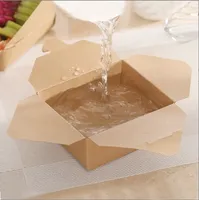 Contenedor de comida de cartón Kraft reciclado recubierto de PE moderno para cajas de almuerzo para llevar Sushi fideos embalaje de azúcar muestra gratis