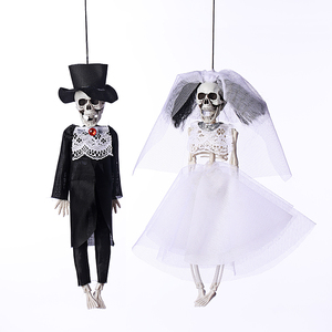 Squelettes suspendus pour <span class=keywords><strong>couple</strong></span> de mariés - 2 décorations squelettes mariée <span class=keywords><strong>et</strong></span> marié pour Halloween, fête maison hantée <span class=keywords><strong>et</strong></span> décoration effrayante - Product Image 1